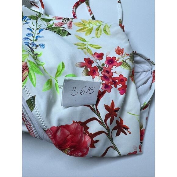 Beach Toy Swimsuit Size L Floral print White Red - Picture 12 of 12